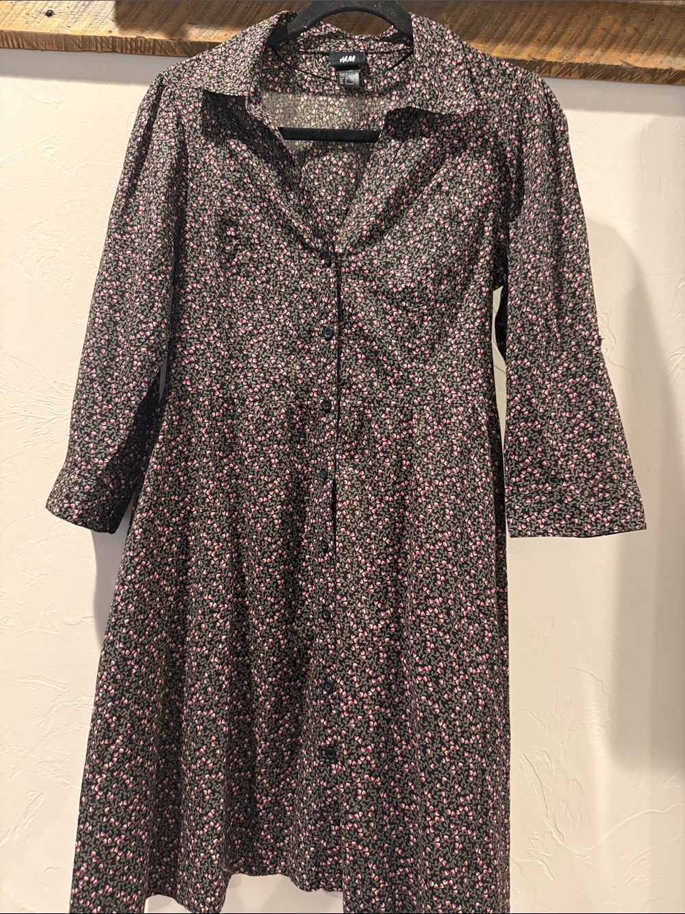 H&M Button front Dress with Pink Floral Print